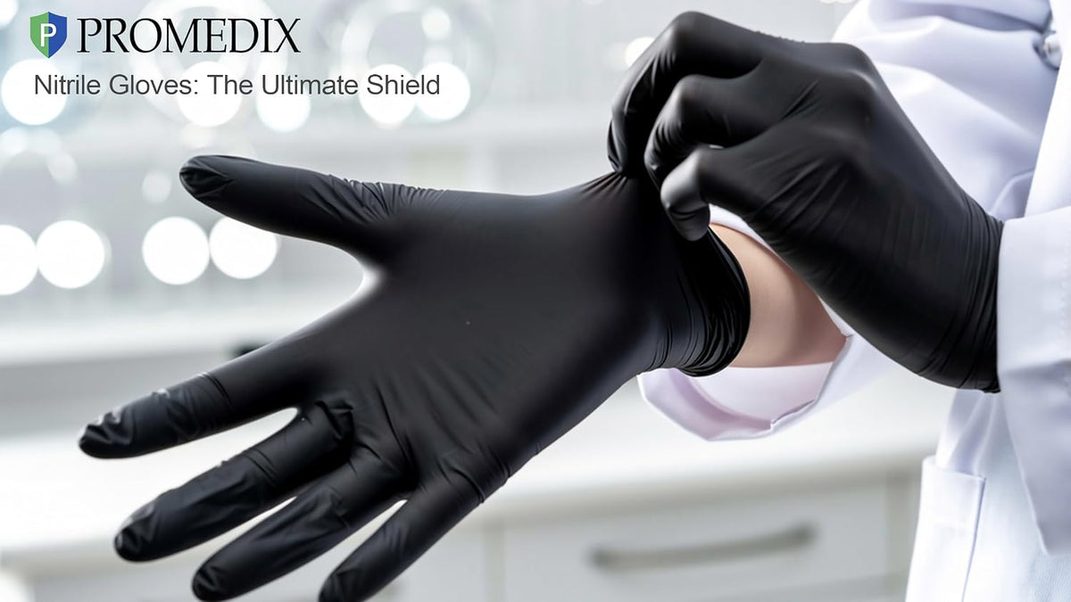 PROMEDIX P Black Disposable Nitrile Gloves, 6Mil 100 Pcs Food Safe Cooking Gloves Latex Free Rubber Gloves for Cleaning Exam