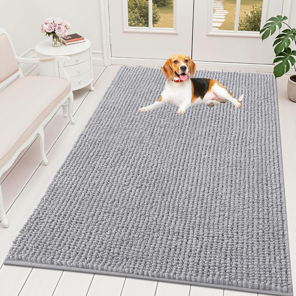 OLANLY Dog Door Mat for Muddy Paws 30x20, Extra Absorbent Chenille Mud Mat
