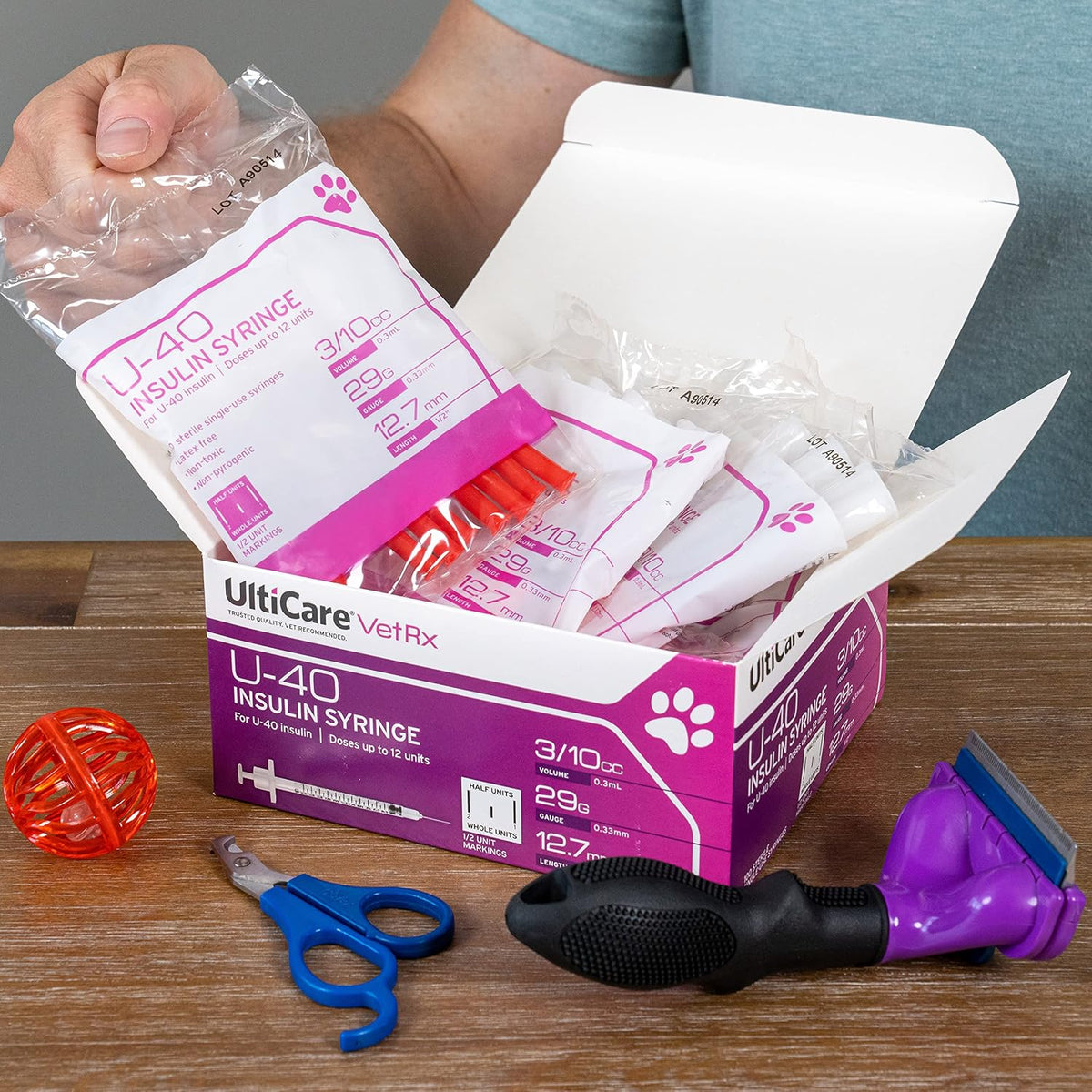 UltiCare VetRx U-40 Pet Insulin Syringes, 3/10cc, 29G x 1/2", 100 Ct