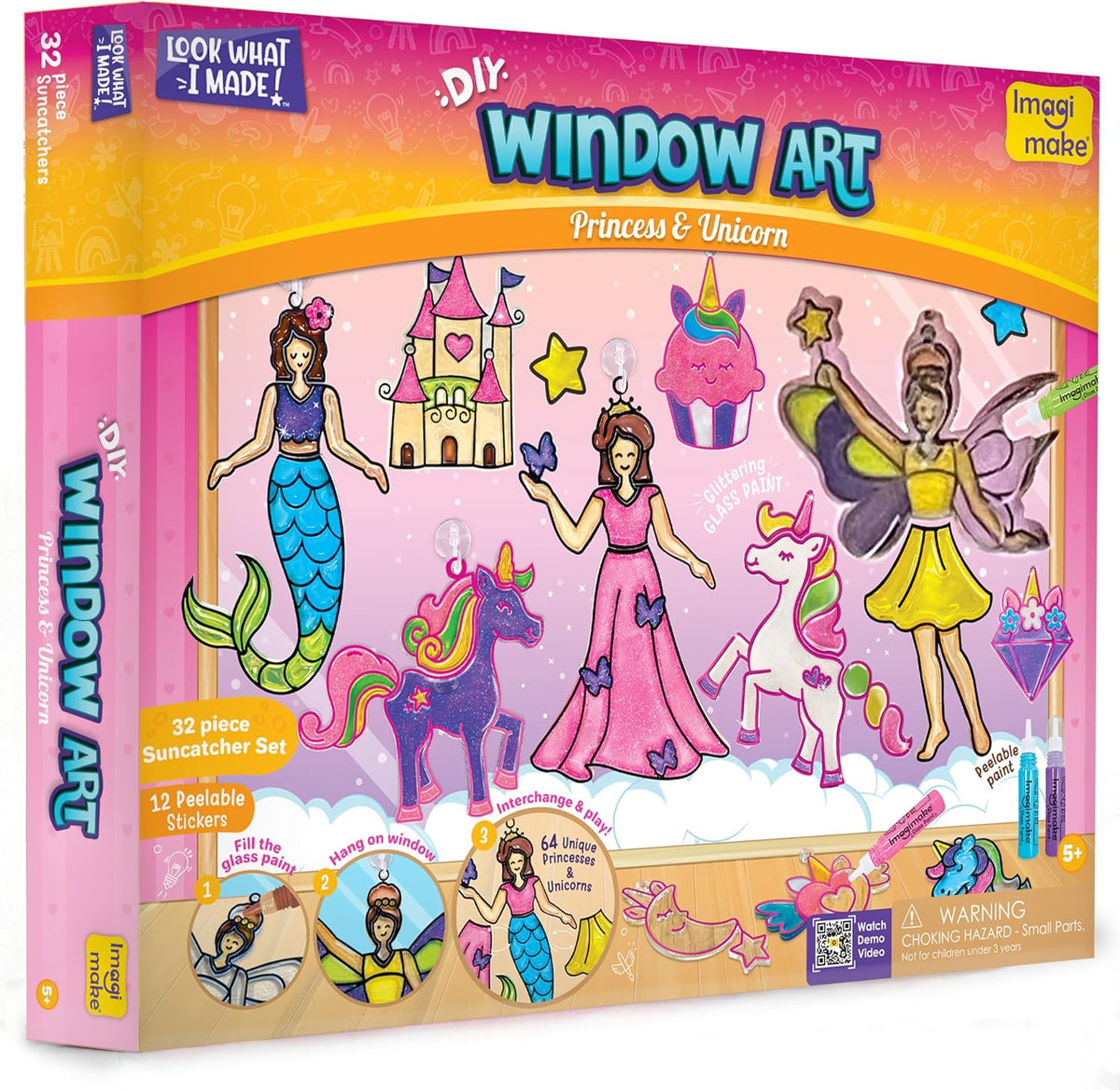 Imagimake Window Art - Princess, DIY Mess-Free 16 Pieces Suncatcher Kit
