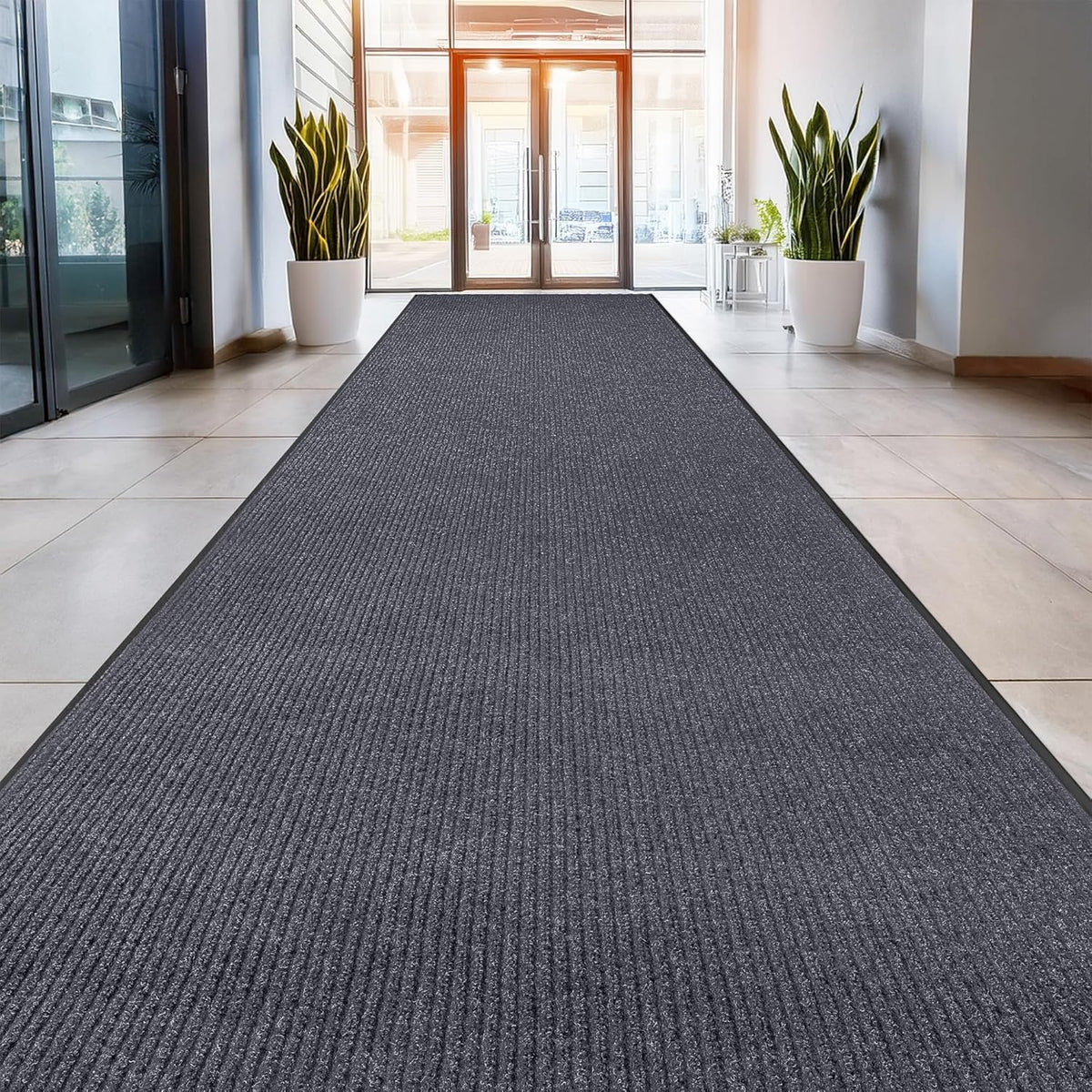 Commercial Floor Mat, Heavy Duty Indoor Outdoor Door Mat, 3x5 Feet Grey, Waterproof Entrance Mat, Non-Slip Backing Rug for Office, Store, Warehouse, Hallway, Garage & Entryway