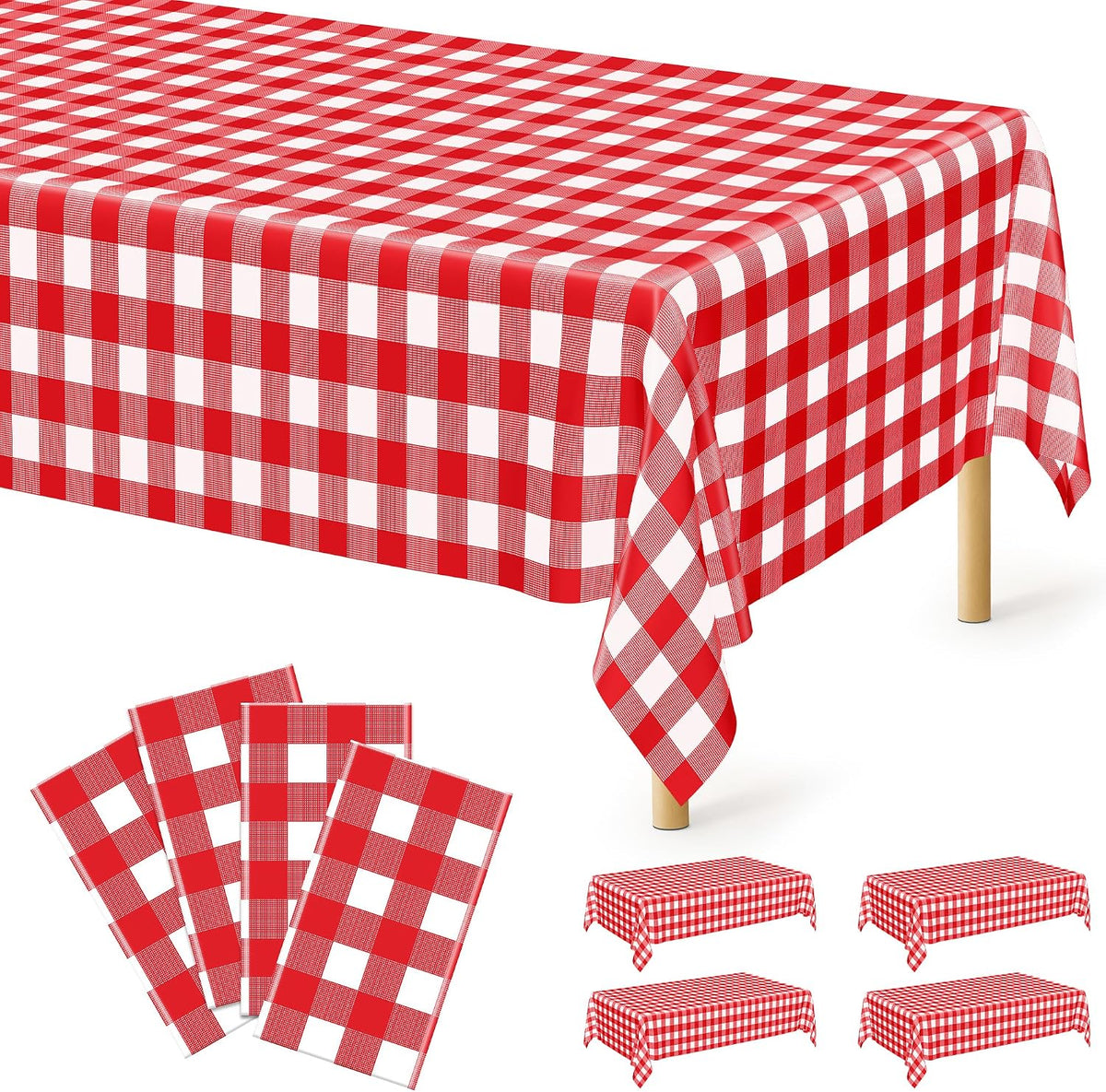 4Pack Black and Gold Tablecloths for Events, 54" x 108" Plastic Table Cloth Disposable for Rectangle Tables, Waterproof Table Cloth Cover for New Years Eve Decorations Holiday Birthday Wedding Dining