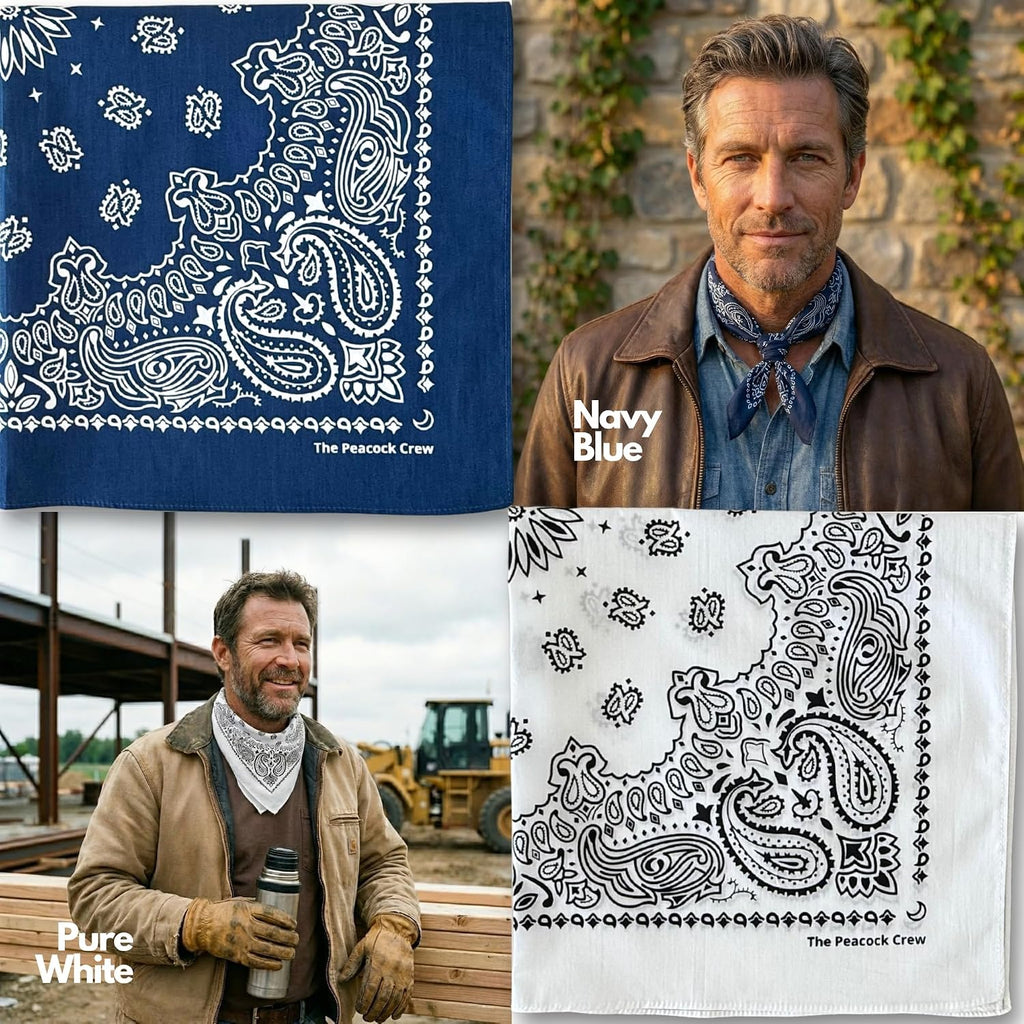 The Peacock Crew Premium Soft Cotton Bandanas Pack for Men and Women Paisley 22 x 22 inches