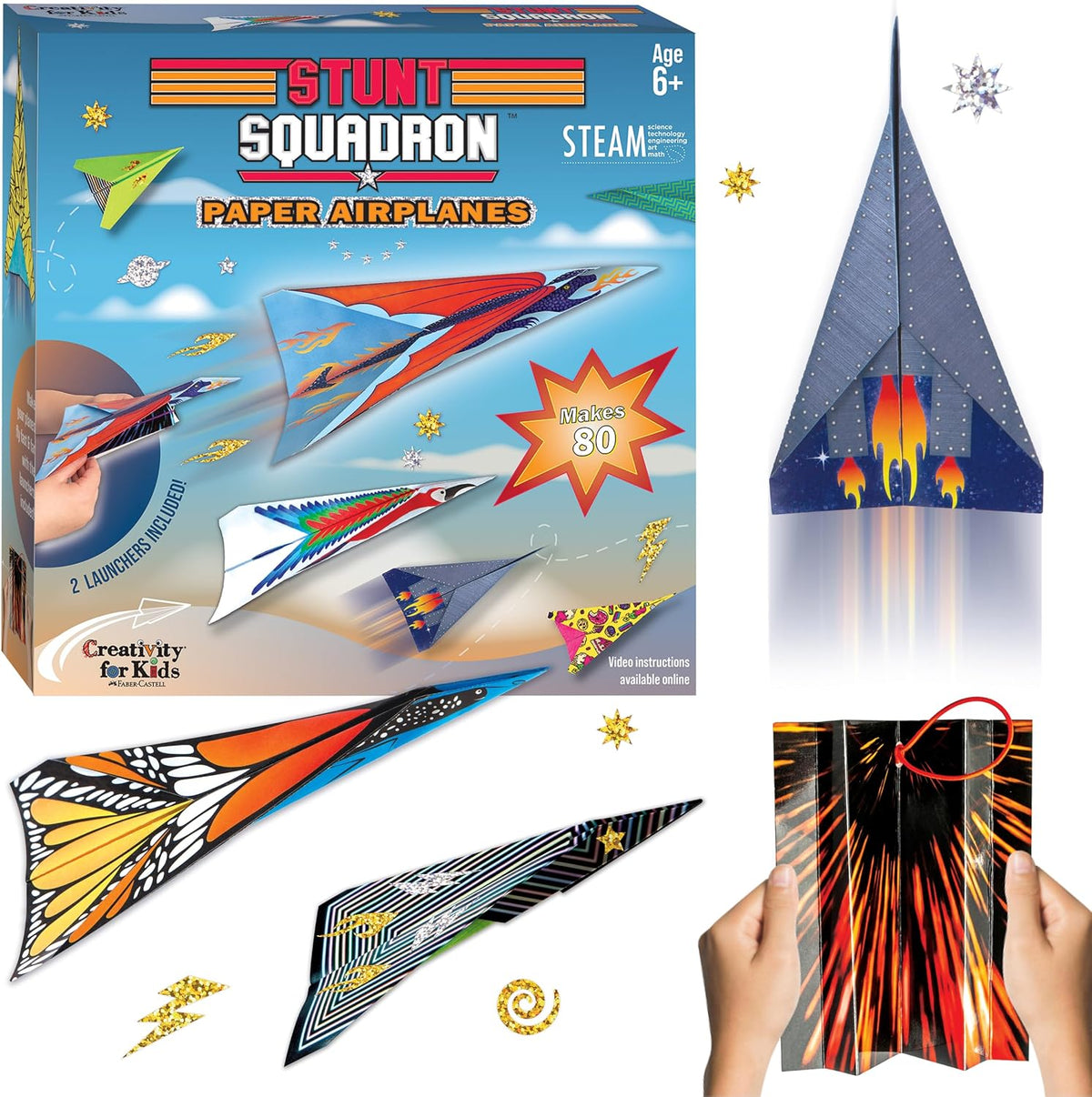 Creativity for Kids Paper Airplane Kit, Make 20 Airplanes