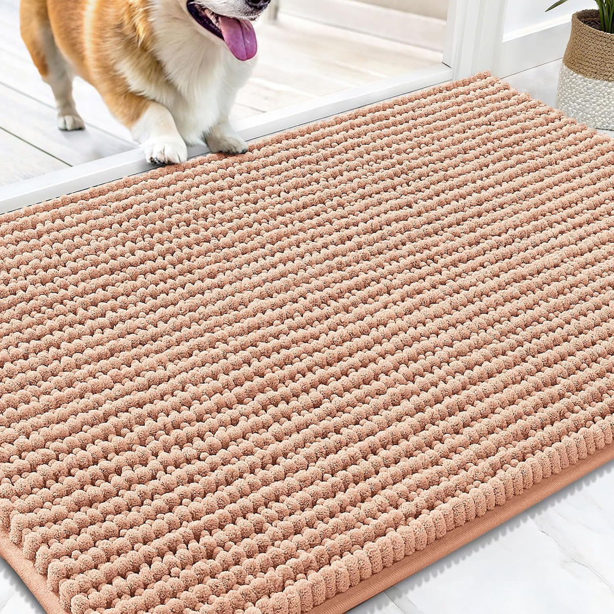 OLANLY Dog Door Mat for Muddy Paws 30x20, Extra Absorbent Chenille Mud Mat
