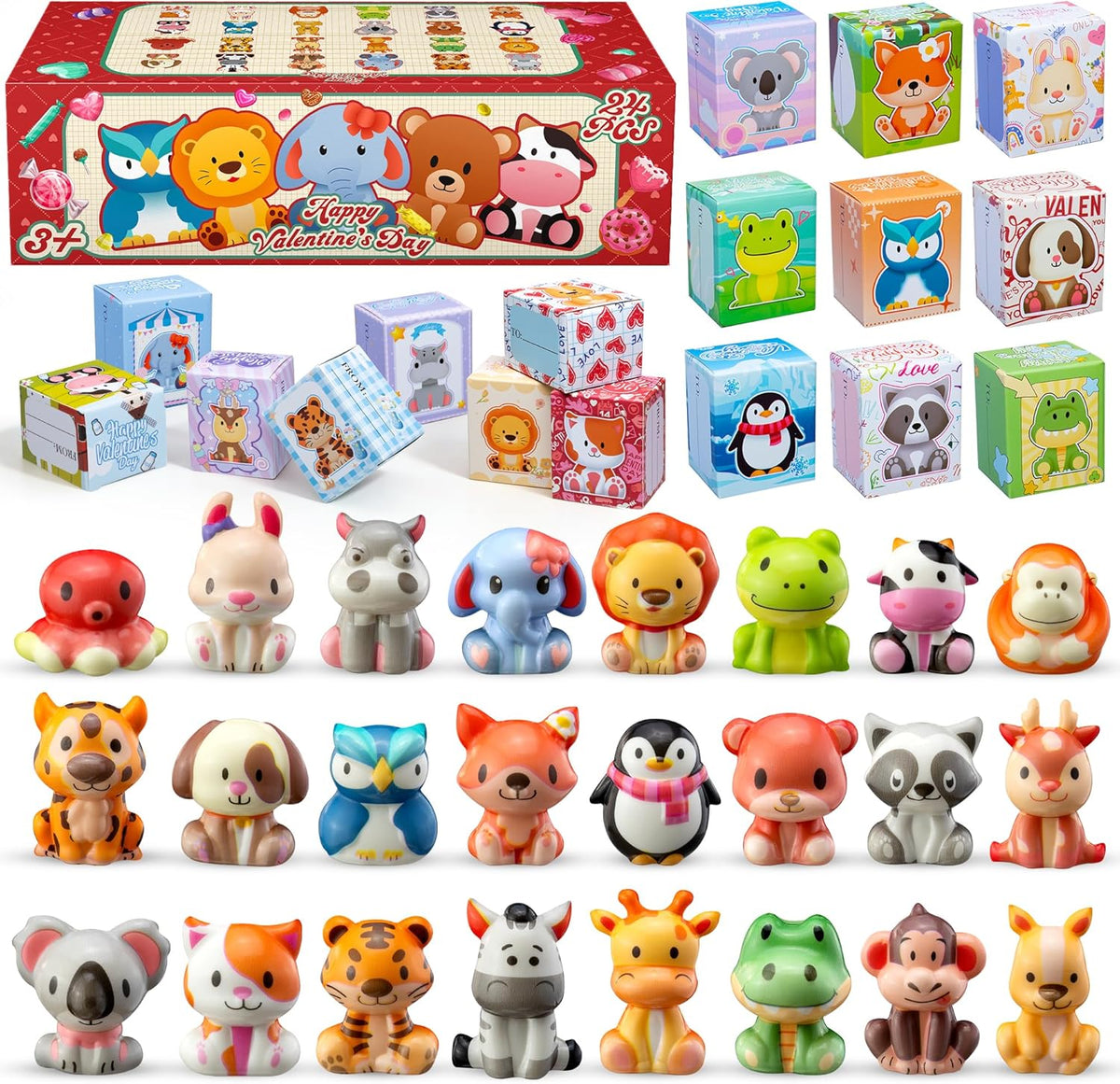 DMIGHT 24PCS Cat Squishy Toys, Cat Party Favors & Classroom Prizes for Kids