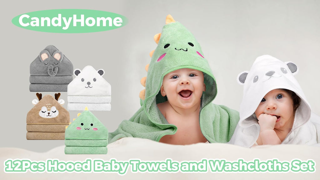12 PCS Baby Bath Towels Set for Infants Toddlers Essentials
