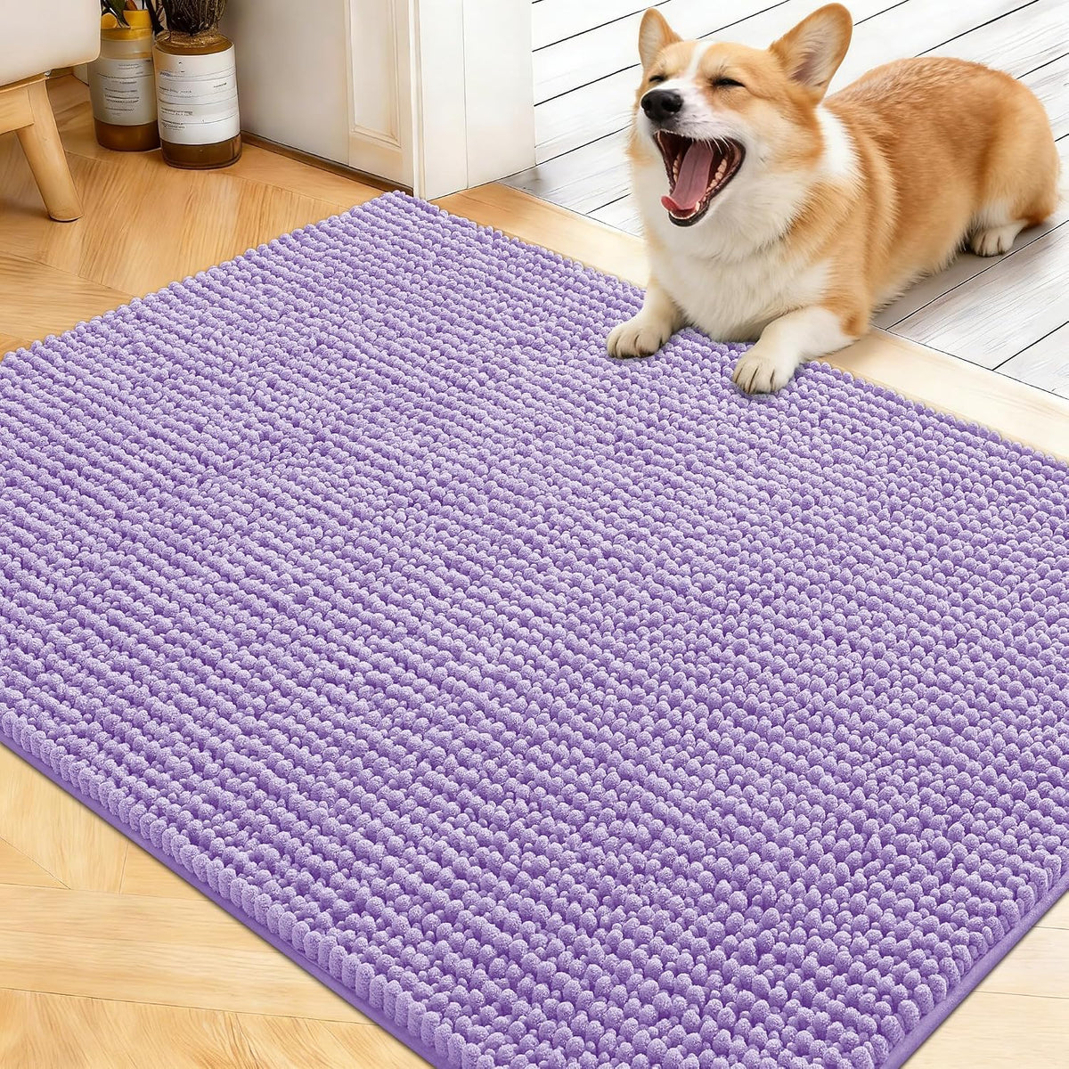 OLANLY Dog Door Mat for Muddy Paws 30x20, Extra Absorbent Chenille Mud Mat