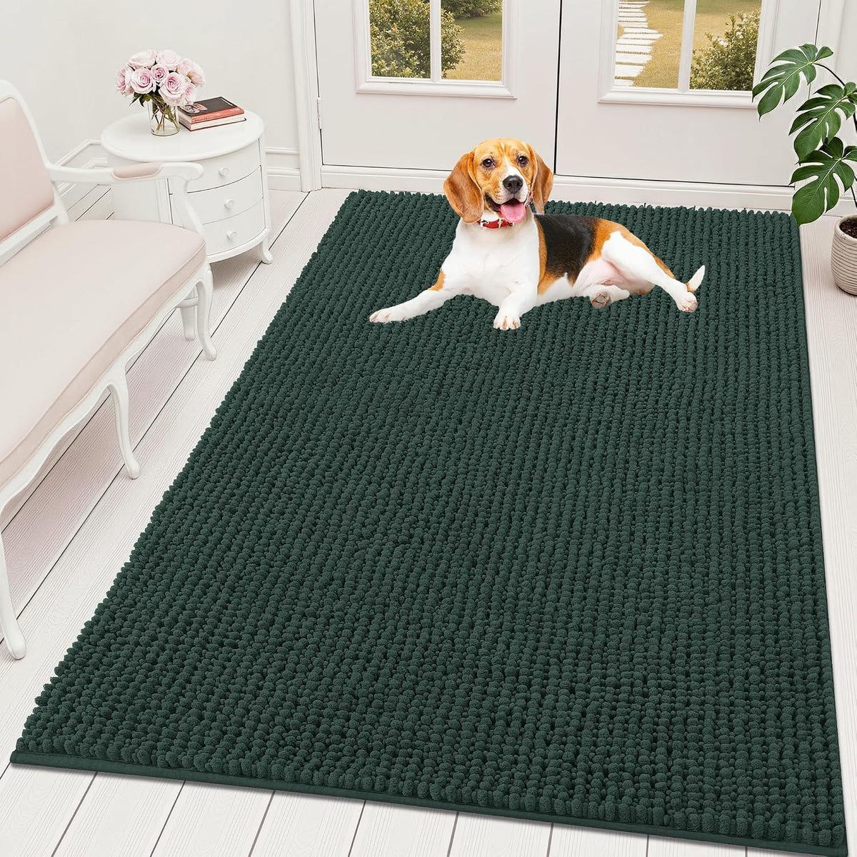 OLANLY Dog Door Mat for Muddy Paws 30x20, Extra Absorbent Chenille Mud Mat