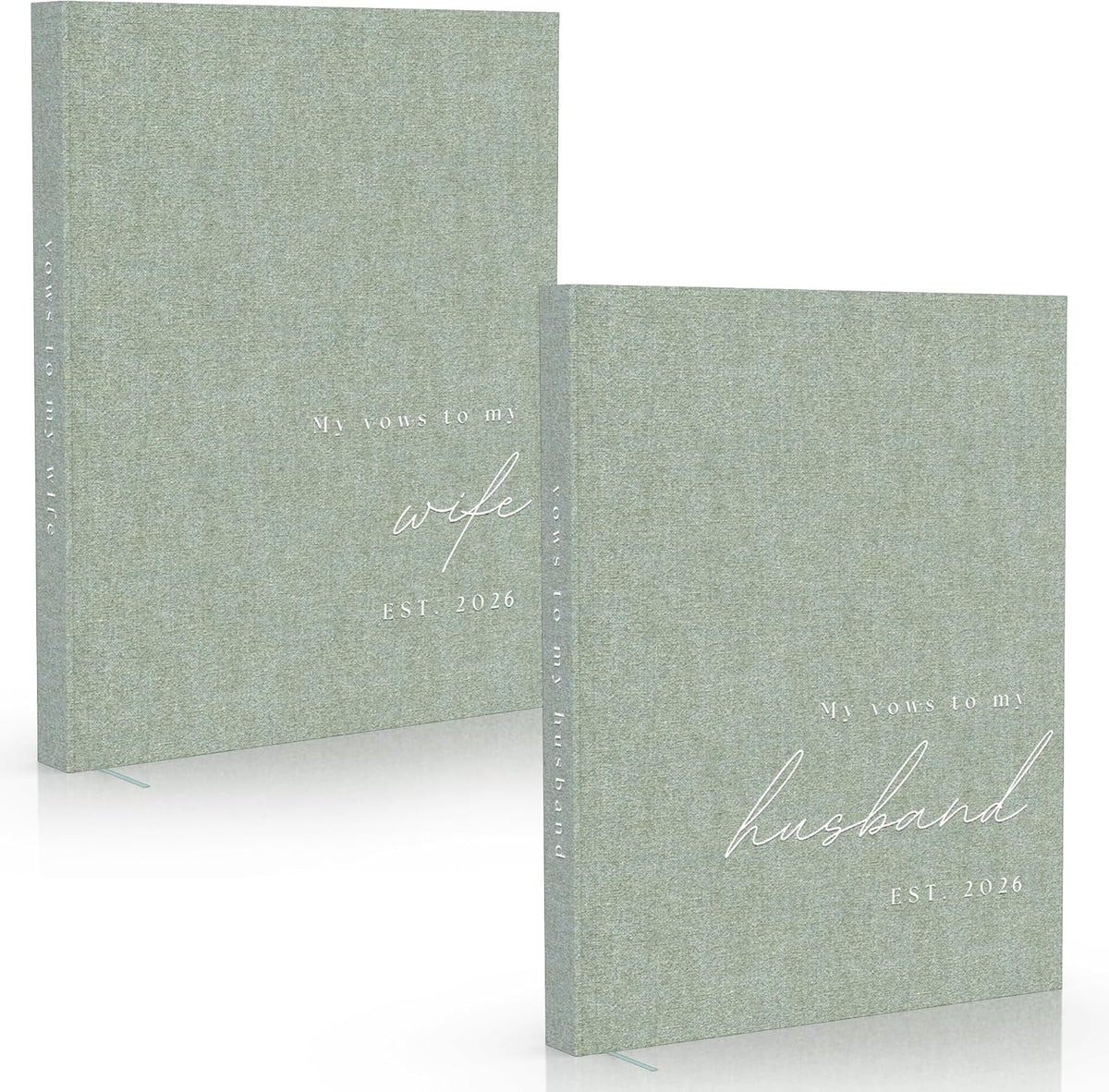 Wedding Vow Books His and Hers 2 Pack Personalized 2026 Year Linen Vow Book