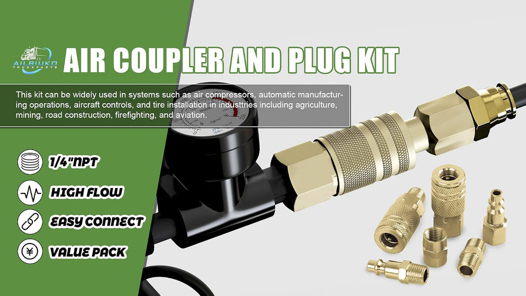 45Pcs 1/4" Air Hose Fittings Coupler & Plug Air Compressor Kit