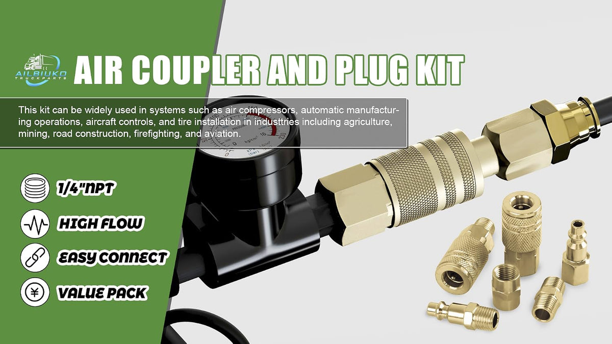 45Pcs 1/4" Air Hose Fittings Coupler & Plug Air Compressor Kit