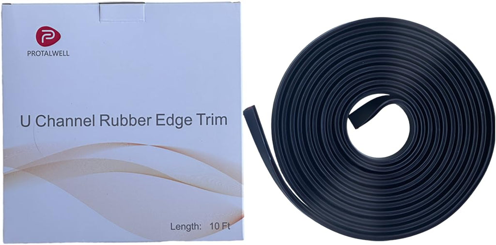 Rubber Edge Trim, Fit 1/16"(1.0mm), Length 10Ft, Black Color
