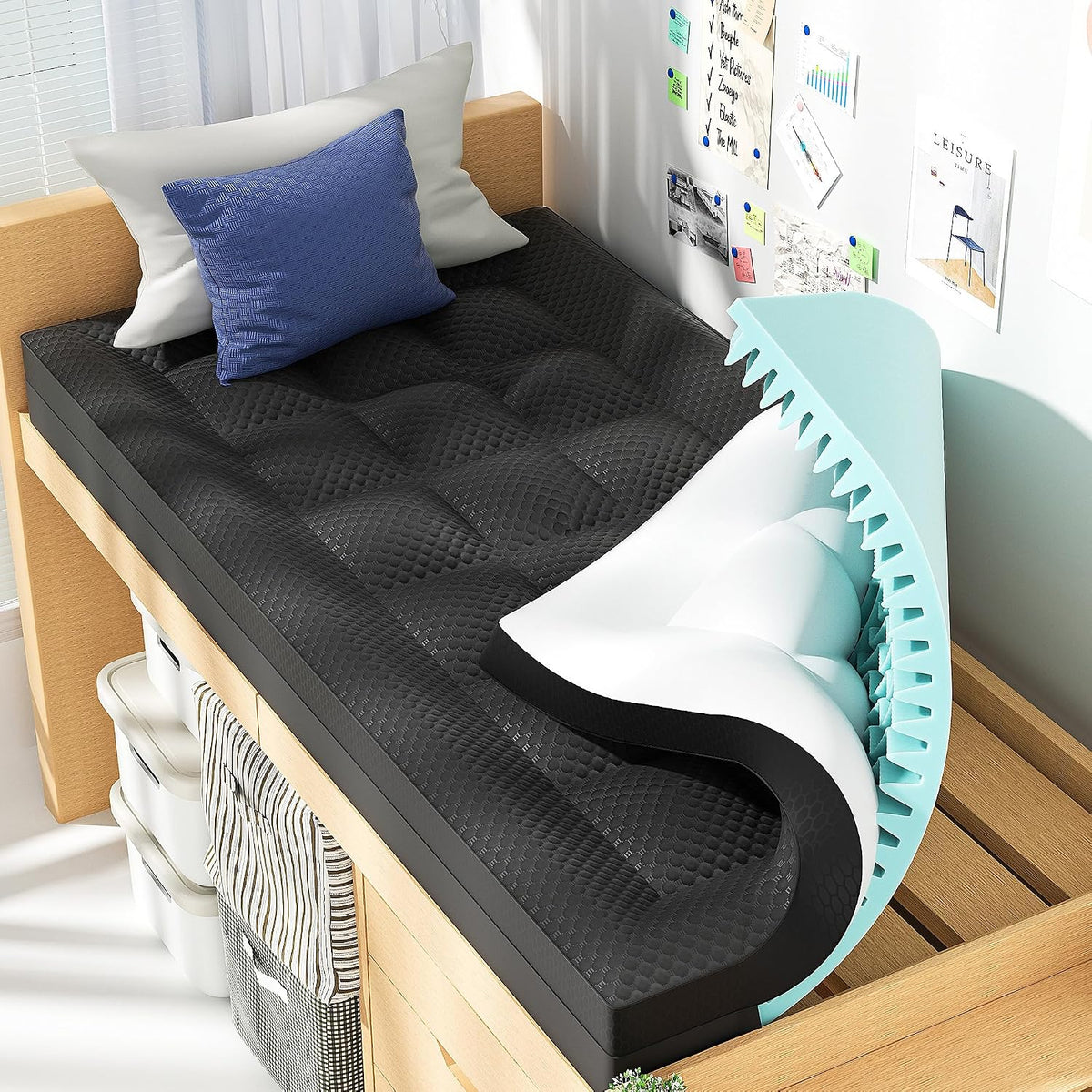 BEDELITE Dual Layer King Size Memory Foam Mattress Topper