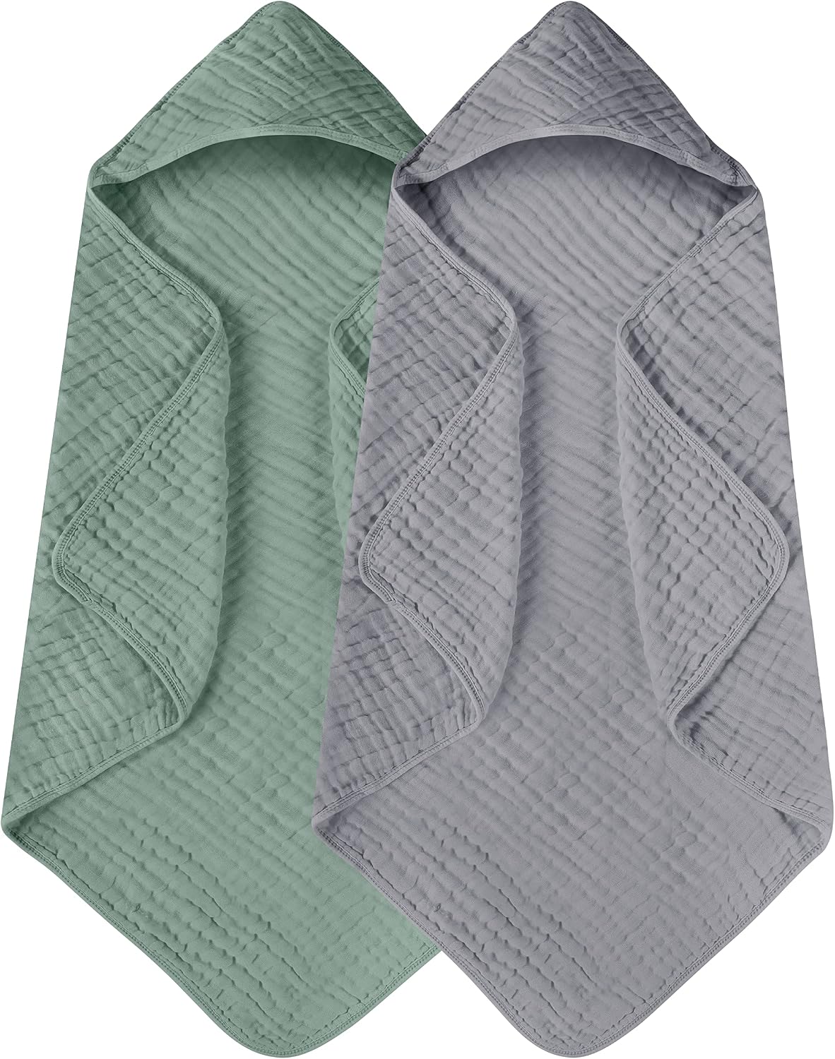 Yoofoss Hooded Baby Bath Towels 2 Pack 100% Muslin Organic Cotton with Hood
