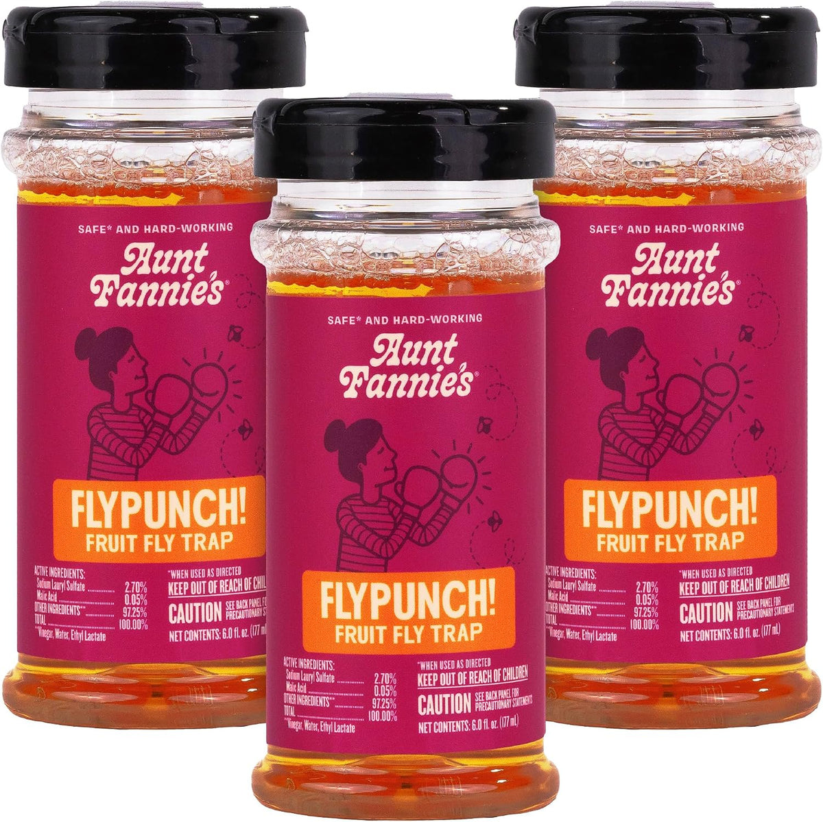 Aunt Fannie's FlyPunch Fruit Fly Trap, Indoor Kitchen Use, 6 oz, Pack of 2