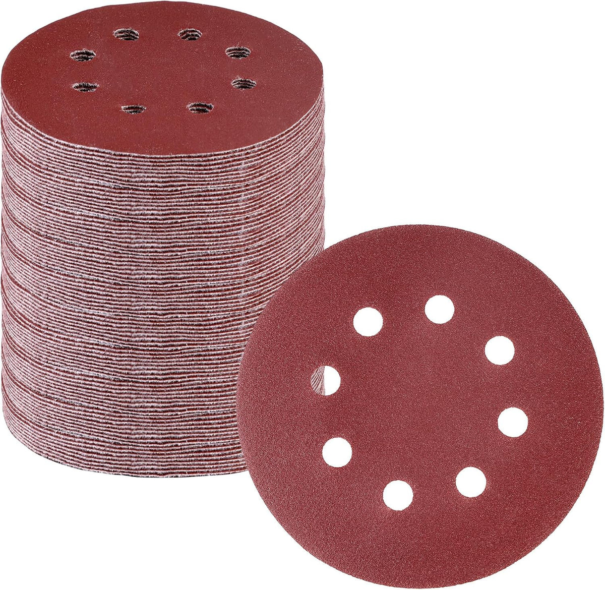 WORKPRO 150 Pack 5 Inch Sanding Discs Sandpaper, 8-Hole Hook and Loop