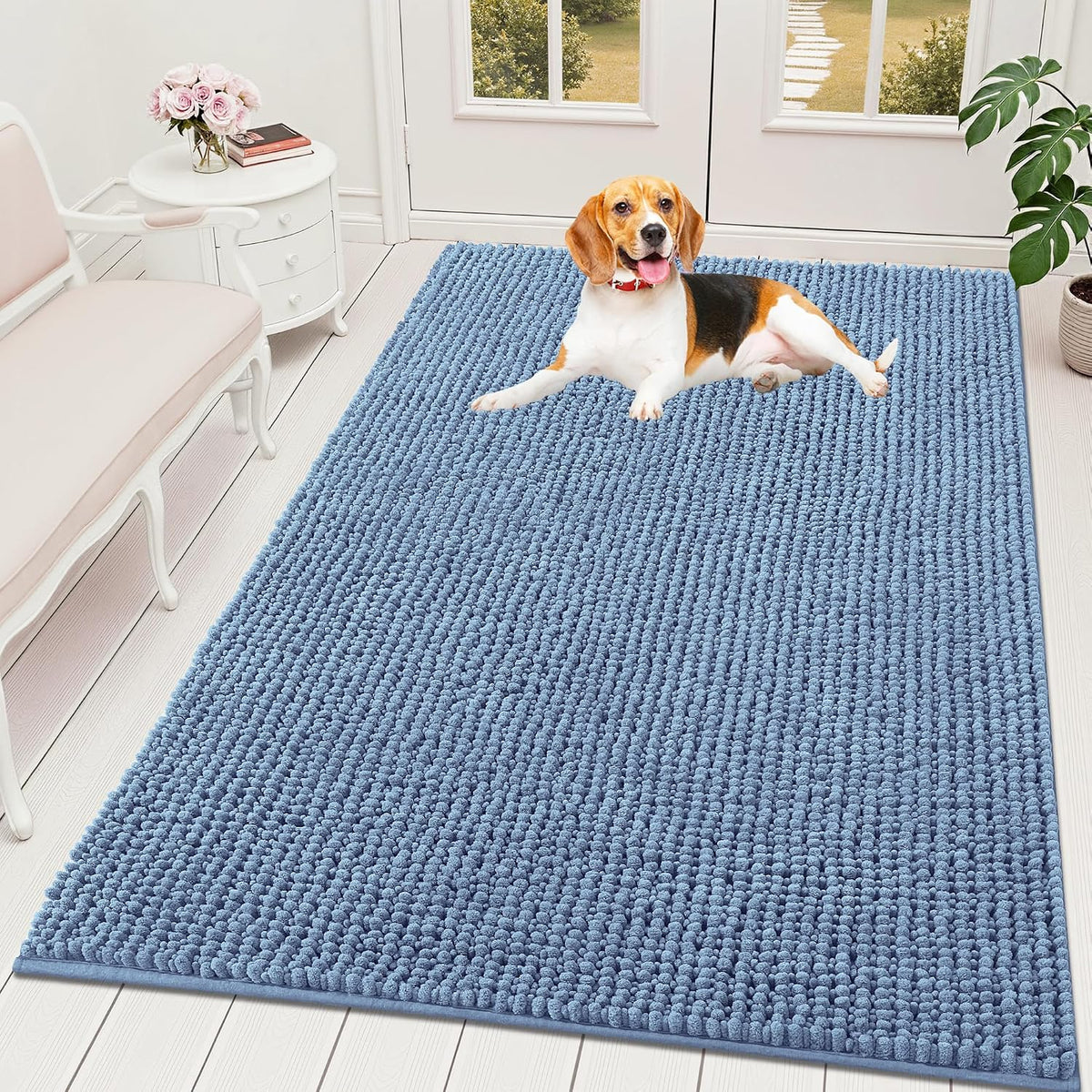 OLANLY Dog Door Mat for Muddy Paws 30x20, Extra Absorbent Chenille Mud Mat