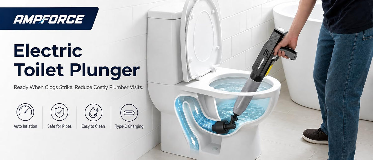‌Electric Toilet Plunger for Bathroom, High-Pressure Air Plunger, Heavy-Duty Clog Remover for Toilets, Toilet Drain Unclogger (Ink Black)
