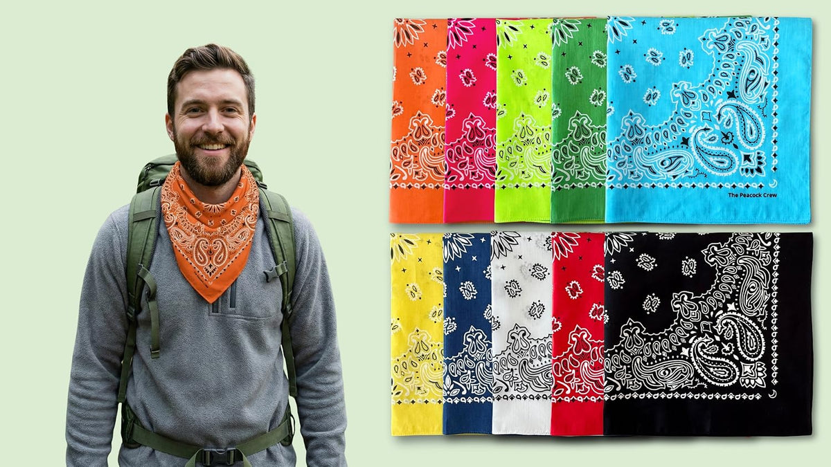 The Peacock Crew Premium Soft Cotton Bandanas Pack for Men and Women Paisley 22 x 22 inches