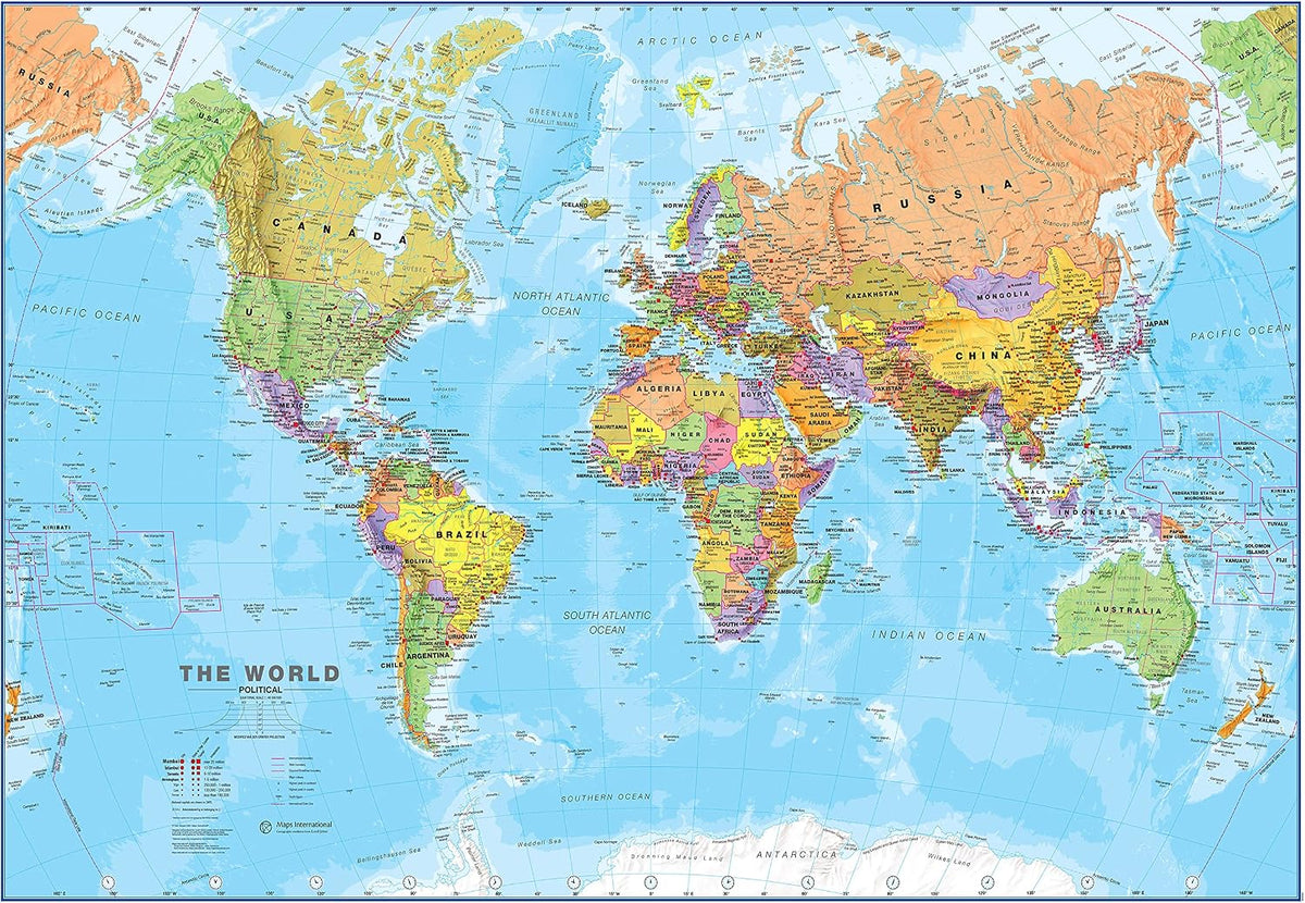 Giant World Map - Mega-Map Of The World 46 x 80 - Laminated - 2026 Updated
