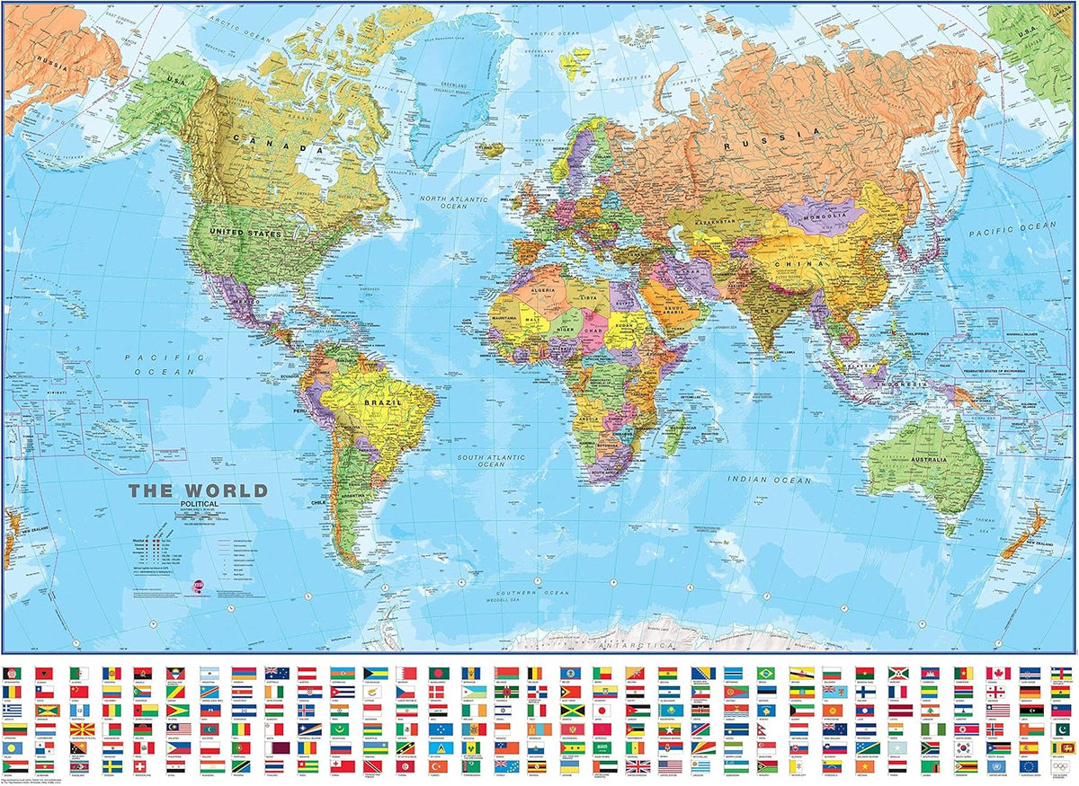 Giant World Map - Mega-Map Of The World 46 x 80 - Laminated - 2026 Updated
