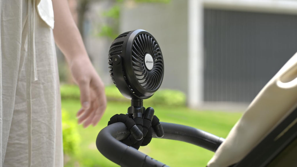 AMACOOL Battery Operated Stroller Fan, Portable Clip On Fan Rechargeable