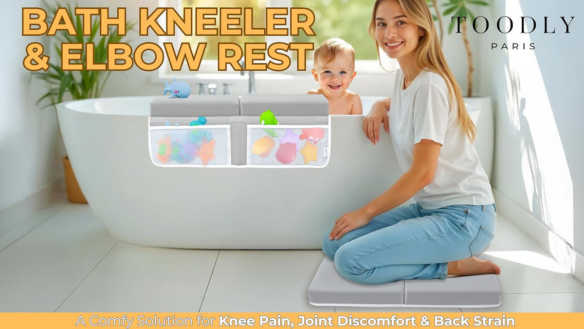 Comfortable Baby Bath Kneeler and Elbow Rest Pad Set - 1.5 Inch, Grey