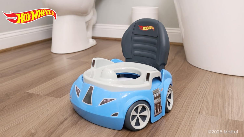Hot Wheels Blue Race Car Potty Training Toilet, Race Car Potty Seat Includes Detachable Toddler Toilet Seat and Kids Potty, Ages 12 Months and Up