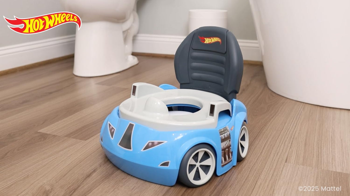 Hot Wheels Blue Race Car Potty Training Toilet, Race Car Potty Seat Includes Detachable Toddler Toilet Seat and Kids Potty, Ages 12 Months and Up