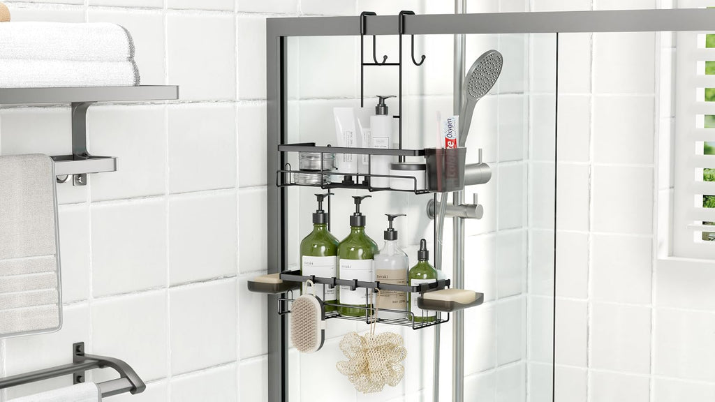 Over the Door Shower Caddy Hanging: No Drill Rustproof Shower Organizer